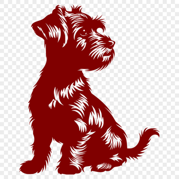 An outline vector drawing of a seated miniature schnauzer in a standard pose.