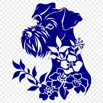 An illustration of a Miniature Schnauzer's head, suitable for use in digital design projects.