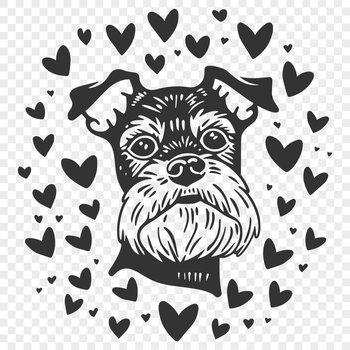 A vector illustration of a small breed dog with heart details on its head, suitable for various uses.