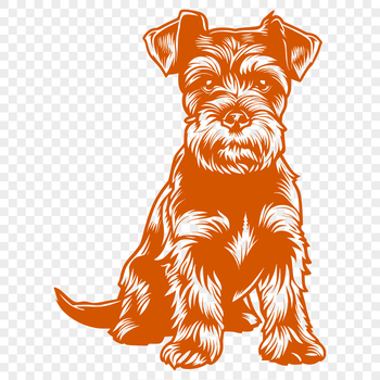 A detailed illustration of a sitting miniature schnauzer dog.