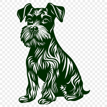 A small breed dog sitting in a relaxed position, depicted in detailed vector form.