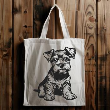 Unique Sitting Miniature Schnauzer Drawing