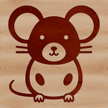 A simple line drawing illustration of a cute mouse.