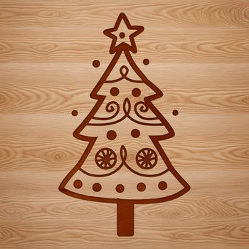An illustrative vector design of a traditional Christmas tree in a minimalist style.