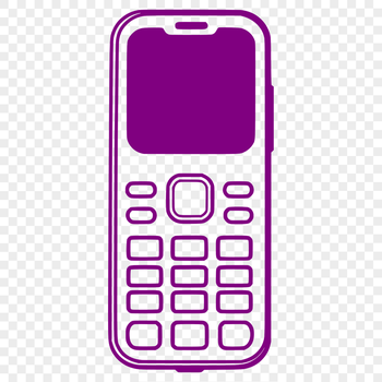 A 2D representation of a modern cell phone with detailed screen and buttons.