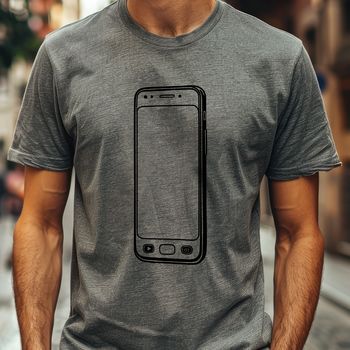 A detailed, high-resolution illustration of a mobile phone with clean lines and minimalist design.
