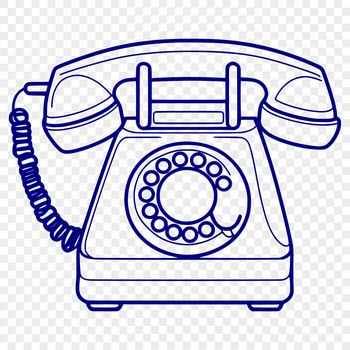 Vector illustration of a classic telephone with various lines and buttons.