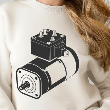 A detailed illustration of a motor with moving parts, designed for vector art and cutting machine projects.