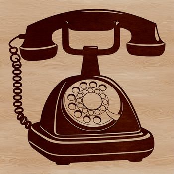 A vector representation of a classic phone design with bold shapes and geometric forms.