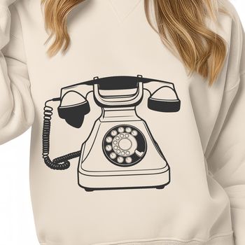A high-quality, scalable illustration of a telephone, designed for use in digital designs and cutting machine projects.