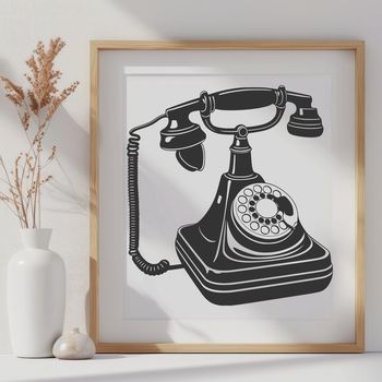 An SVG vector graphic representing a classic telephone device with clean lines.