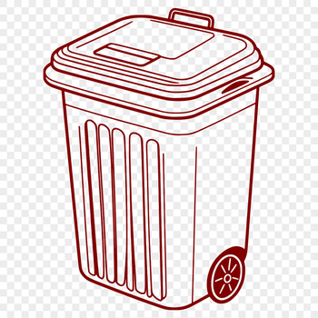 A 2D digital representation of a standard trash can bin with a simple design.