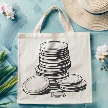 Illustration of various denominations of coins in a stack