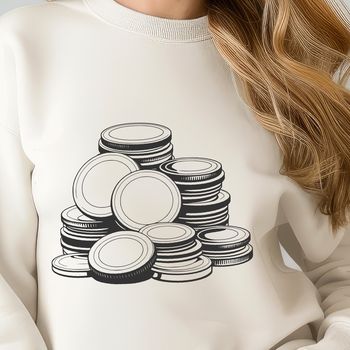 A set of customizable coin-shaped clip art in vector format for use with cutting machines or digital design tools.