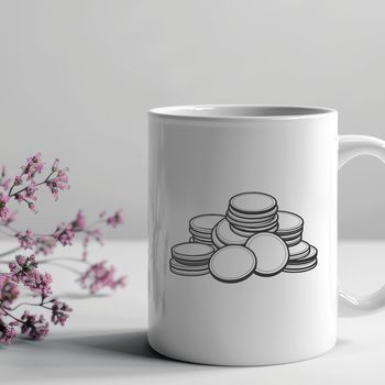 A set of digital coins in various denominations and designs, created as a vector graphic.