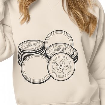 A set of intricately designed coins in various denominations, suitable for vector art and design projects.