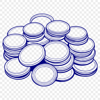 A set of digitally created coins in various denominations, available as a vector graphic for download.