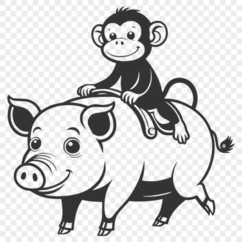 A stylized illustration of a monkey-pig hybrid, suitable for vector art designs.