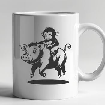 A monkey-pig hybrid animal in vector format, suitable for cutting machines or laser engraving.