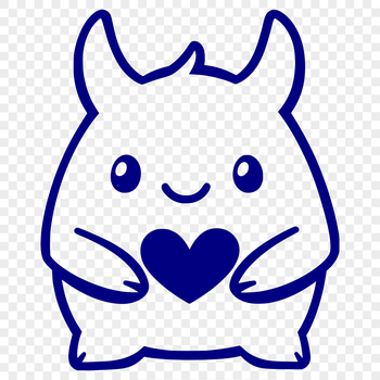 A whimsical monster design with love hearts, perfect for Halloween decorations or crafts.