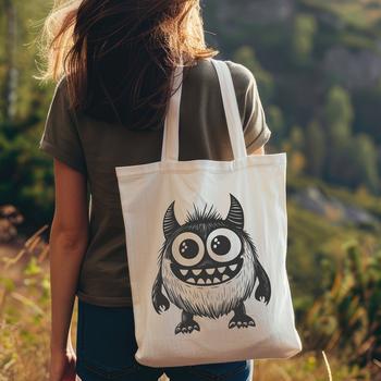 A whimsical cartoon monster with rounded features, ideal for Halloween decorations or kids' parties.