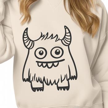 A cartoon monster design with cute features, suitable for Halloween crafts or decorations.