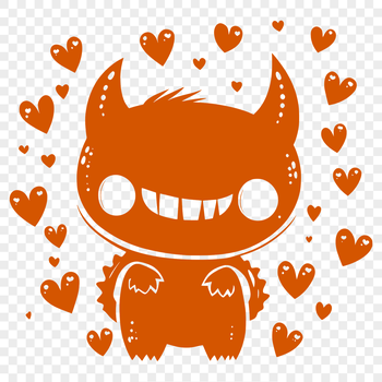 A colorful monster design featuring hearts, suitable for vector art projects.