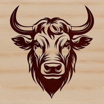 A high-quality digital image of a cow's head, designed as a vector graphic for use in various creative projects.
