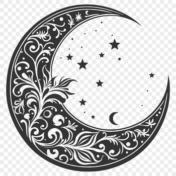 An astronomical vector design featuring a full moon illuminated by surrounding celestial bodies.