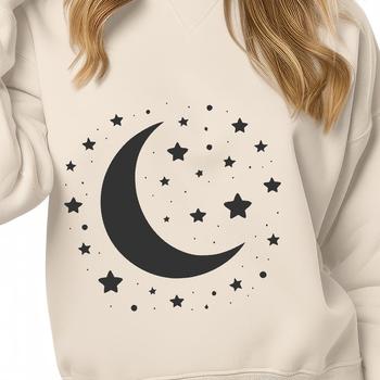 SVG illustration of the full moon in space with stars