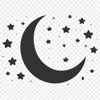 SVG illustration of the Moon with starry night sky background.