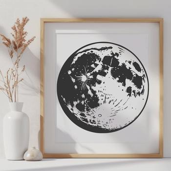 An illustration of the full moon in space, created as a vector graphic.