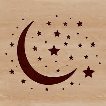 A stylized vector illustration of the full moon with lunar surface details.