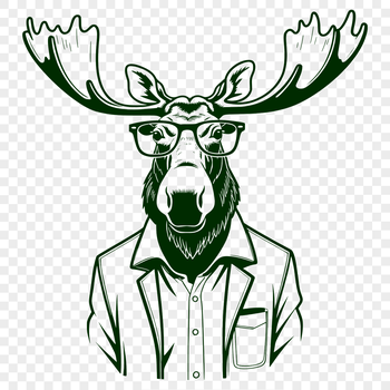 A stylized illustration of a wild animal wearing glasses, depicted in a simple vector design.