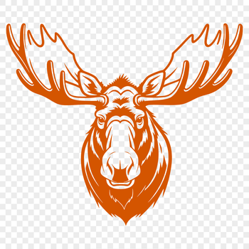 A single moose standing in a forest clearing, illustrated as a vector graphic.