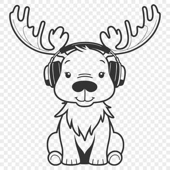 A realistic illustration of a wild animal, specifically a moose, with detailed texture and features.