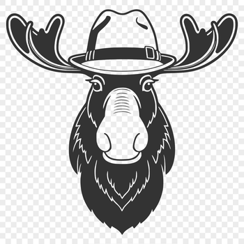 A detailed vector drawing of a moose's head with distinctive antlers.
