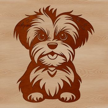 A small breed dog sitting on its hind legs, identified as a Morkie, suitable for vector design.