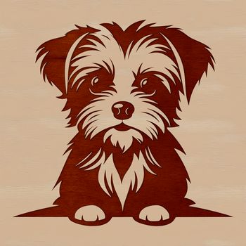 A small dog breed sitting on its haunches, suitable as vector art for crafting and design projects.
