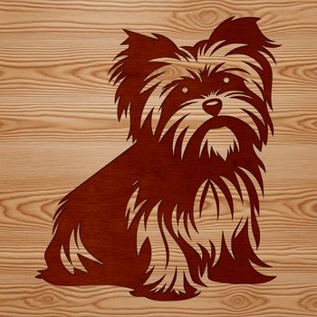 Small breed dog sitting on floor, depicted in vector format.
