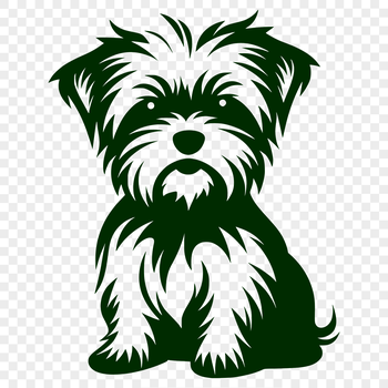 A small, full-body illustration of a Morkie dog sitting on its hind legs.