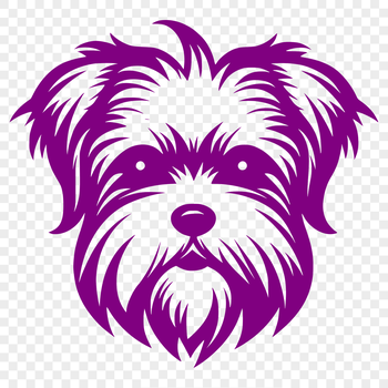 A portrait illustration of a small Morkie dog with its head turned to one side.