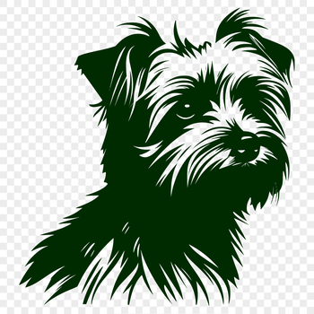 A small dog with a fluffy head and sweet expression, designed as a vector graphic for various digital uses.