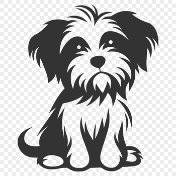 A full-body illustration of a Morkie sitting, suitable for vector design and cutting machine applications.