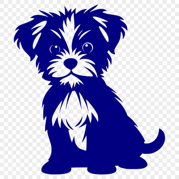 Small dog breed, Morkie sitting on its haunches, full-body illustration suitable for various uses.