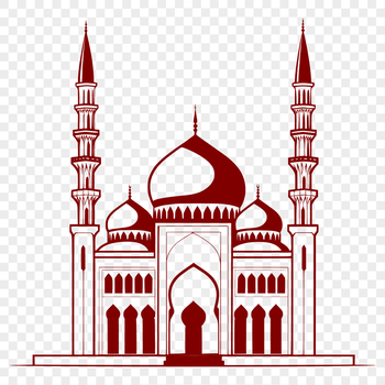A stylized illustration of a mosque's architectural features, designed as a vector graphic.