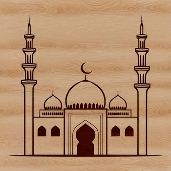 An abstract design element featuring a stylized representation of a mosque's facade in vector format.