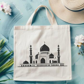 A stylized illustration of a mosque architectural structure in a vector format suitable for digital designs.