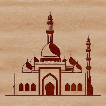 A stylized illustration of a mosque's architecture with intricate details, suitable for vector design projects.