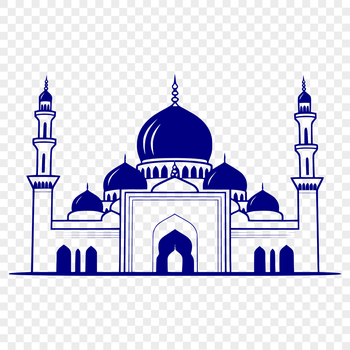 Illustrative mosque building with architectural details, suitable for vector design projects.